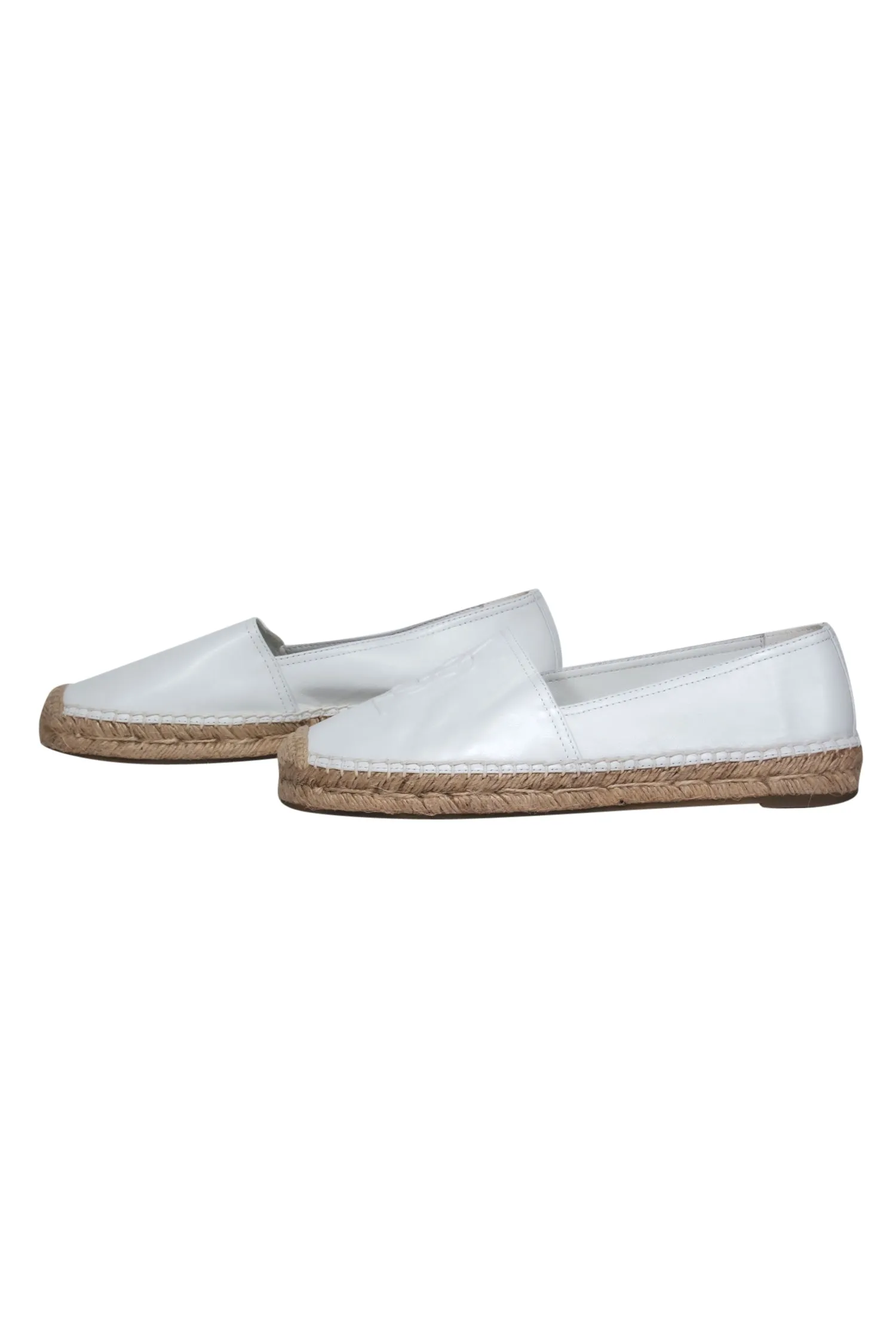 Logo Yves Fast shipping Sz Embossed 11 Laurent Multi-purpose Leather - Espadrilles White Saint