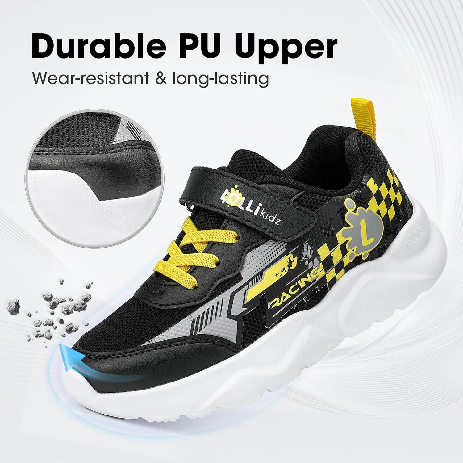 LOLLi kidz Boys Girls Shoes Kids Sneakers Athletic Tennis Shoes Lightweight Breathable Running Shoes