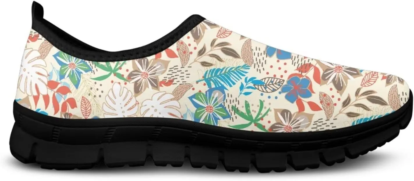 Low-Cut Flowers Pattern Casual Sneakers Women - Polyester Fabric Walking | Columbia Tennis Shoes