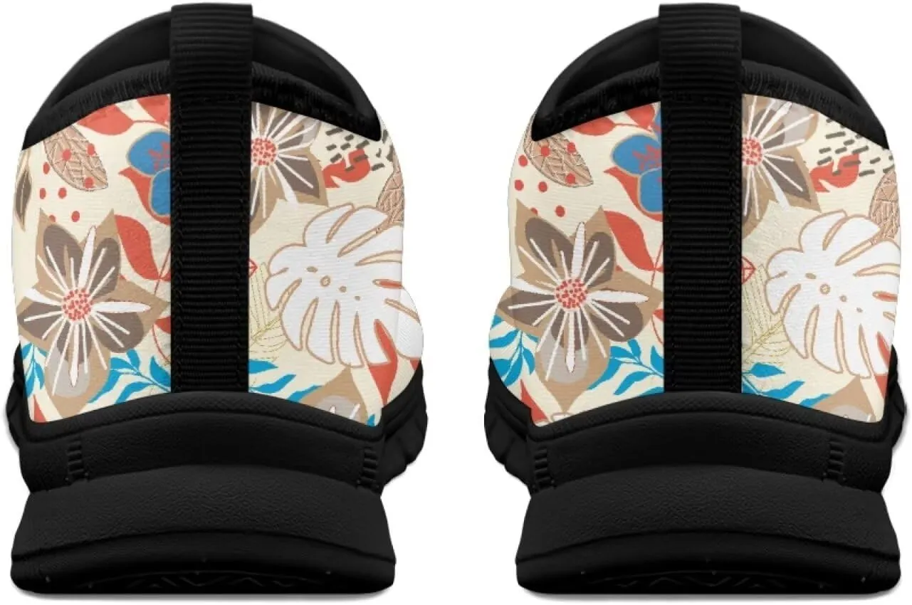 Low-Cut Flowers Pattern Casual Sneakers Women - Polyester Fabric Walking | Columbia Tennis Shoes