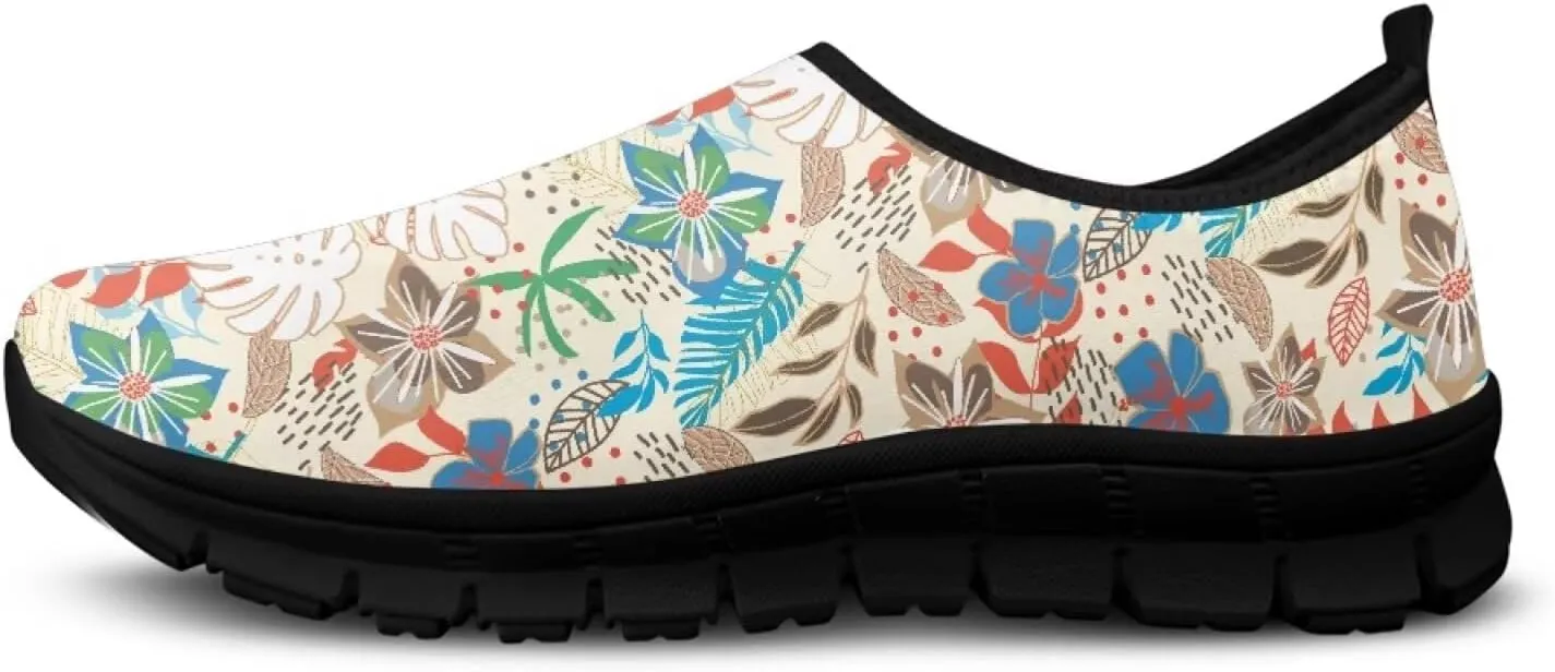 Low-Cut Flowers Pattern Casual Sneakers Women - Polyester Fabric Walking | Columbia Tennis Shoes