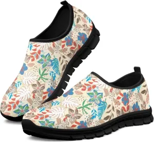 Low-Cut Flowers Pattern Casual Sneakers Women - Polyester Fabric Walking | Columbia Tennis Shoes