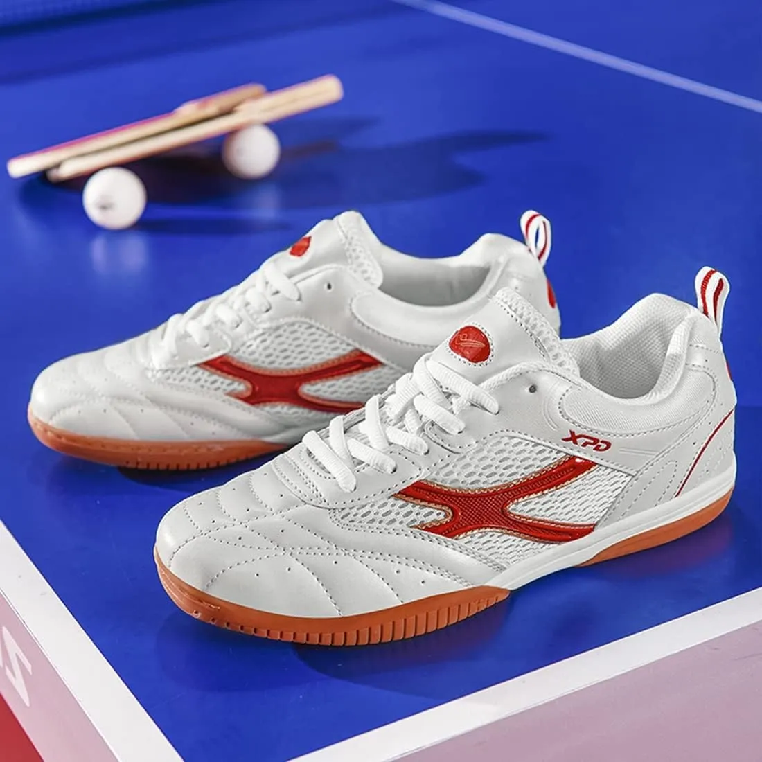 Mens Badminton Sneakers, Lace Up Pickleball Volleyball Trainers Lightweight Non-Slip Tennis Squash Court Shoes