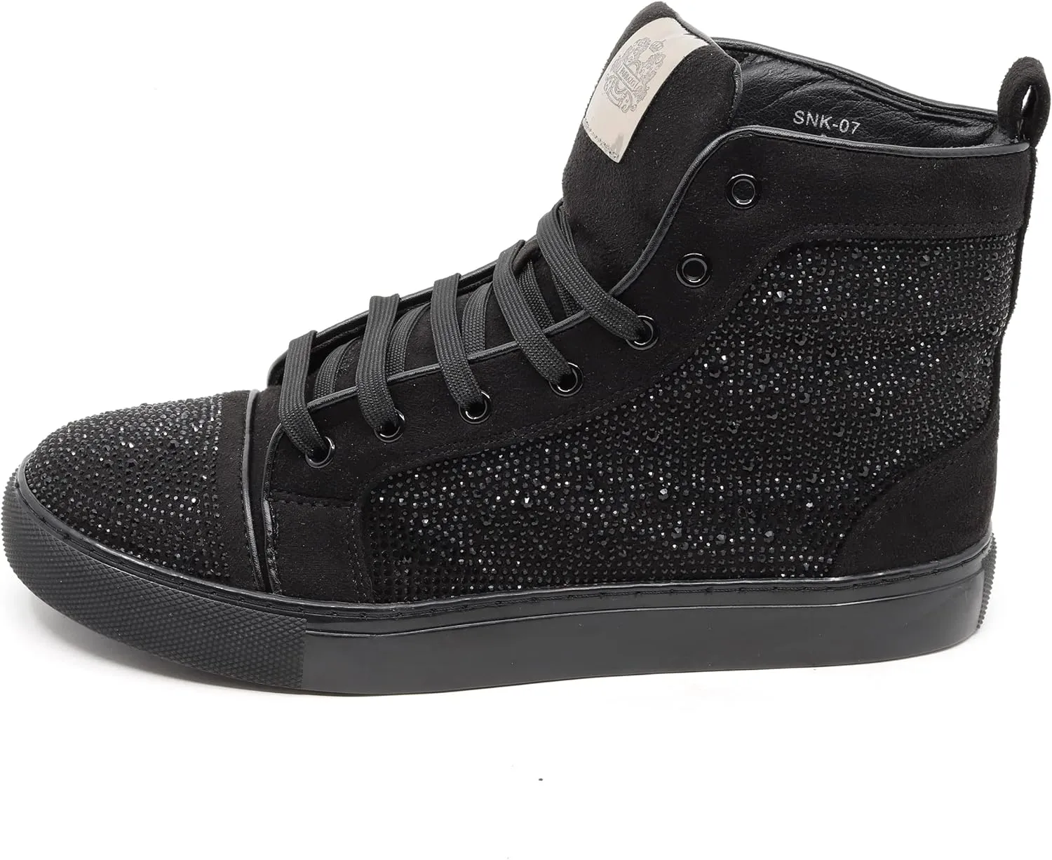 Men's High Top Crystal Shimmer Rhinestone Flat Fashion Casual Sneakers Shoes SNK-07