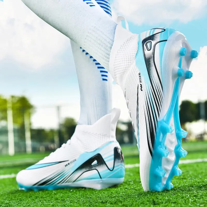 Men's Soccer Cleats Football Shoes High-Tops Non-Slip Spikes Indoor Outdoor Firm Ground Turf Sports Athletic Combat Boots Shoes Size 4.5-11
