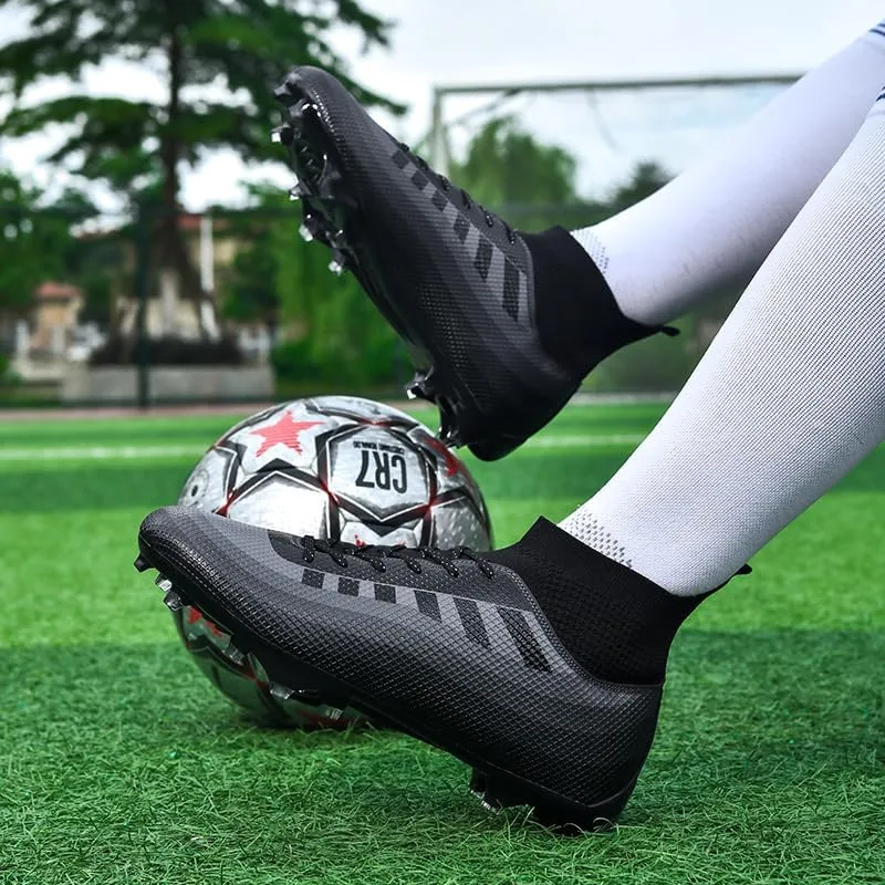 Men's Soccer Cleats Football Shoes High-Tops Non-Slip Spikes Indoor Outdoor Firm Ground Turf Sports Athletic Combat Boots Shoes Size 4.5-12