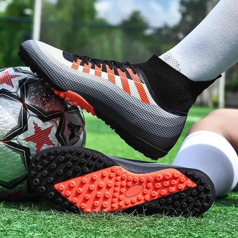 Men's Soccer Cleats Football Shoes High-Tops Non-Slip Spikes Indoor Outdoor Firm Ground Turf Sports Athletic Combat Boots Shoes Size 4.5-12