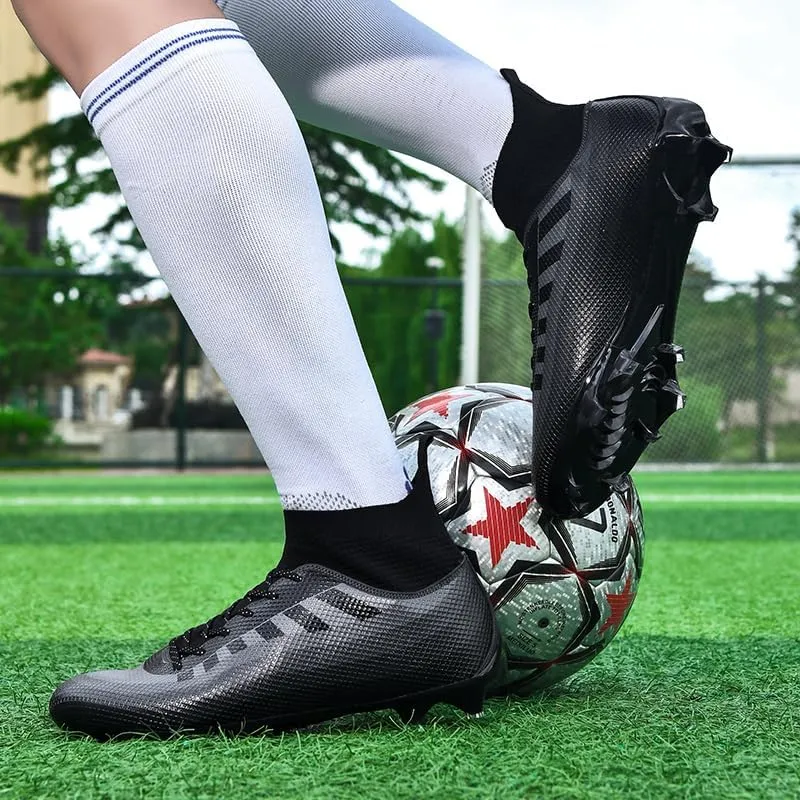 Men's Soccer Cleats Football Shoes High-Tops Non-Slip Spikes Indoor Outdoor Firm Ground Turf Sports Athletic Combat Boots Shoes Size 4.5-12