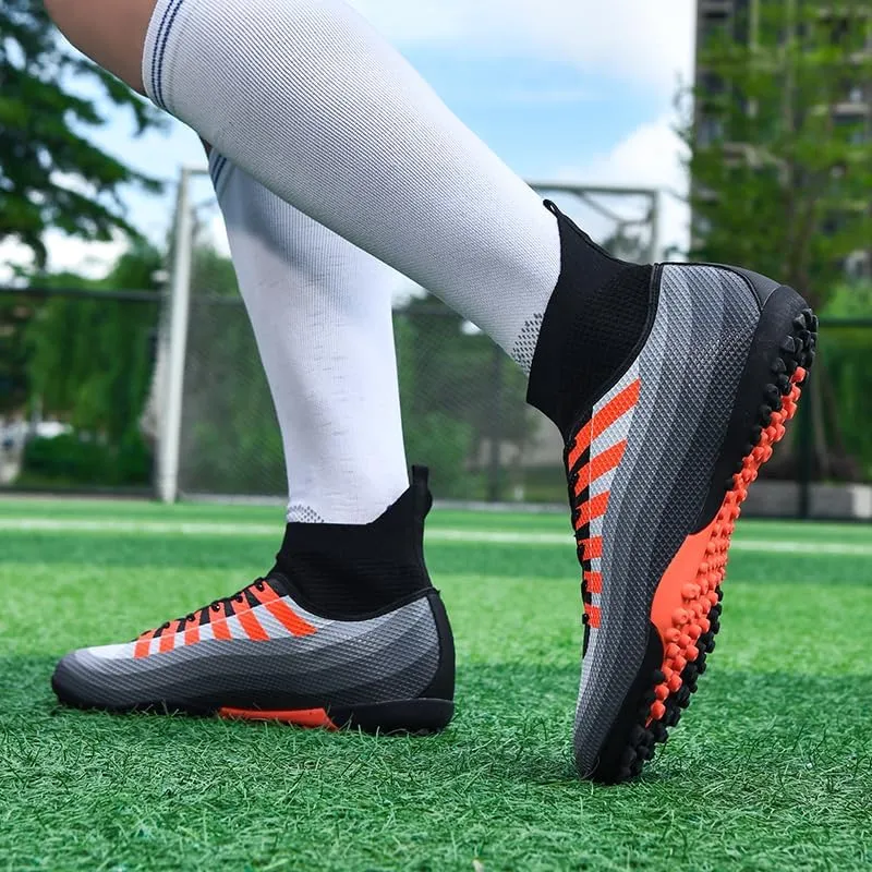 Men's Soccer Cleats Football Shoes High-Tops Non-Slip Spikes Indoor Outdoor Firm Ground Turf Sports Athletic Combat Boots Shoes Size 4.5-12