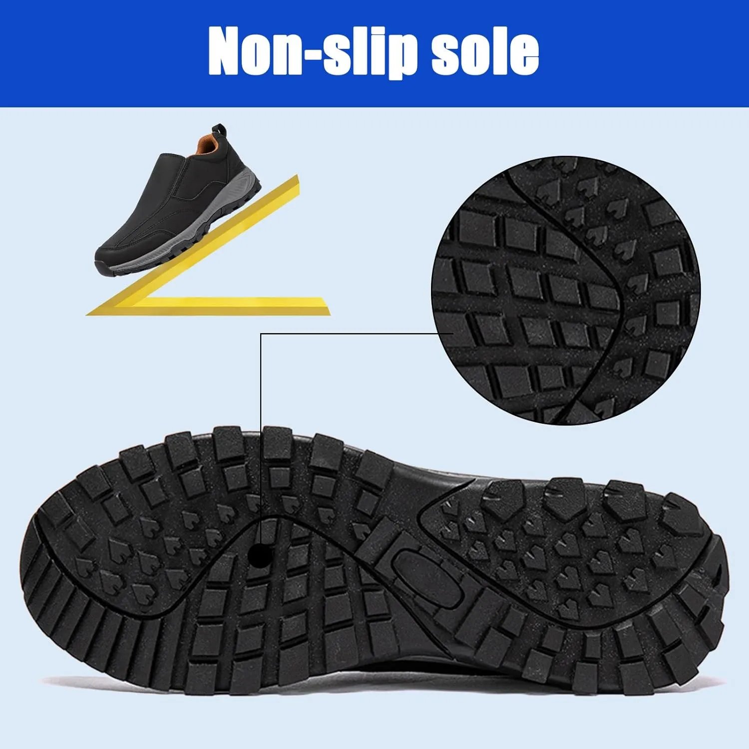 Men's Walking Slip On Shoes,Lightweight Waterproof Hiking Trekking Sneakers,Outdoor Non Slip Orthopedic Trainers,Extra Wide Lightweight Sports Shoes (Yellow 44EU)