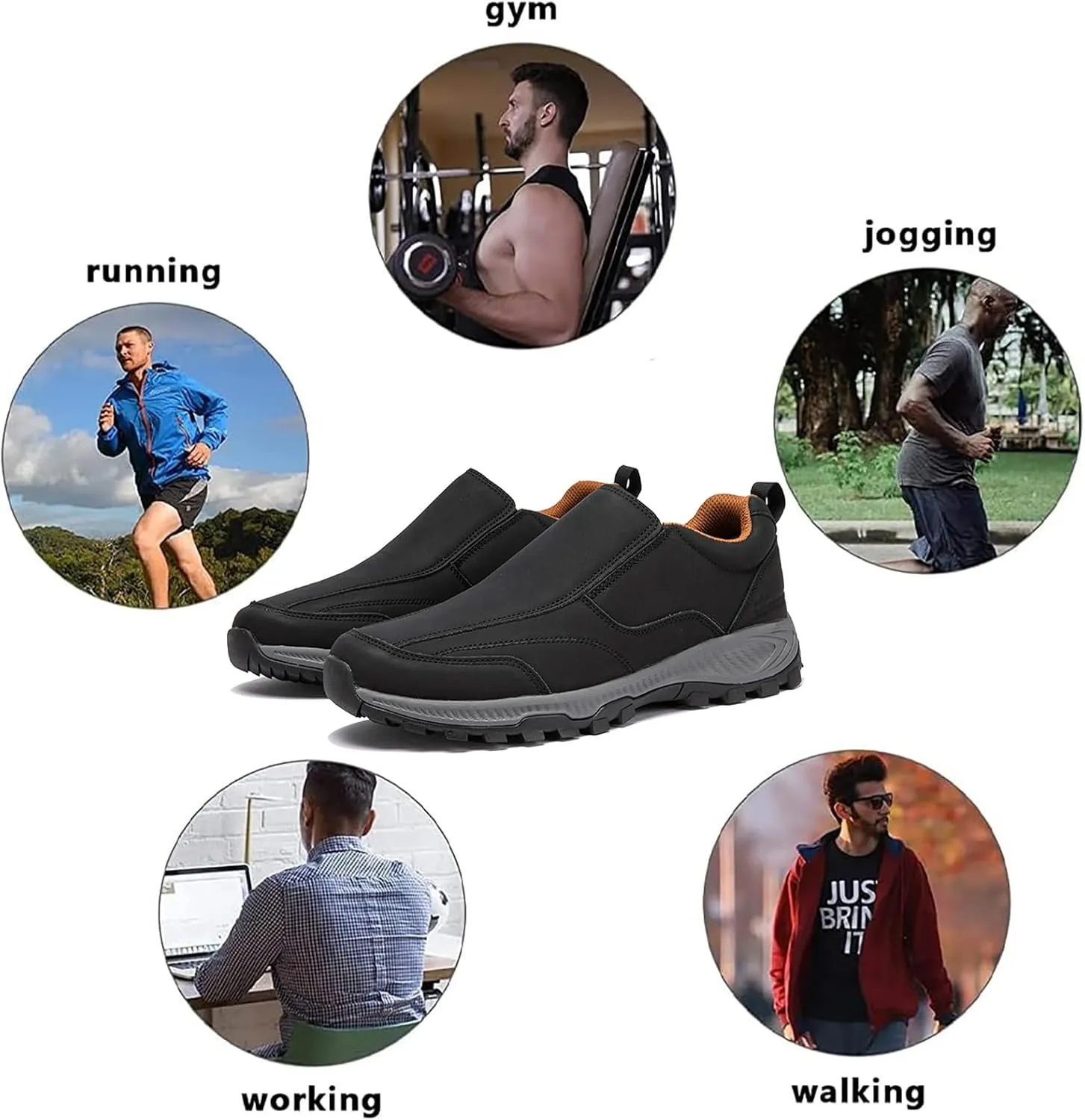Men's Walking Slip On Shoes,Lightweight Waterproof Hiking Trekking Sneakers,Outdoor Non Slip Orthopedic Trainers,Extra Wide Lightweight Sports Shoes (Yellow 44EU)