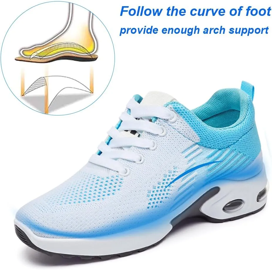 Padgene Womens Sneakers Air Cushion Running Shoes Lightweight Tennis Walking Shoes Mesh Breathable Gym Work Fashion Sneakers Athletic Comfortable Casual