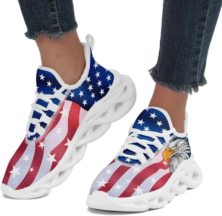 Patriotic Veterans Casual Sneaker American Flag Jogging Running Shoes Breathable Walking Flat Shoe for Men Women
