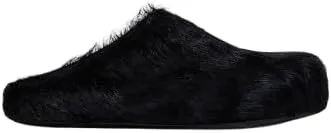 Pazzle Women's Furry-10 Short Plush Faux Fur Fuzzy Slip On Closed Toe Clog Sandals