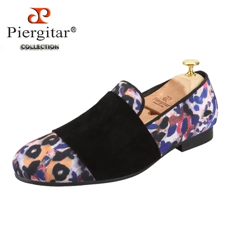 Piergitar animal spots hand-painted jacquard cloth matte leather horizontal belt European and American loafers one-pedal loafers men