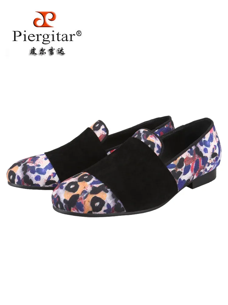 Piergitar animal spots hand-painted jacquard cloth matte leather horizontal belt European and American loafers one-pedal loafers men