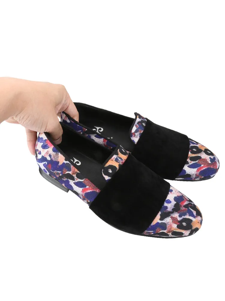 Piergitar animal spots hand-painted jacquard cloth matte leather horizontal belt European and American loafers one-pedal loafers men
