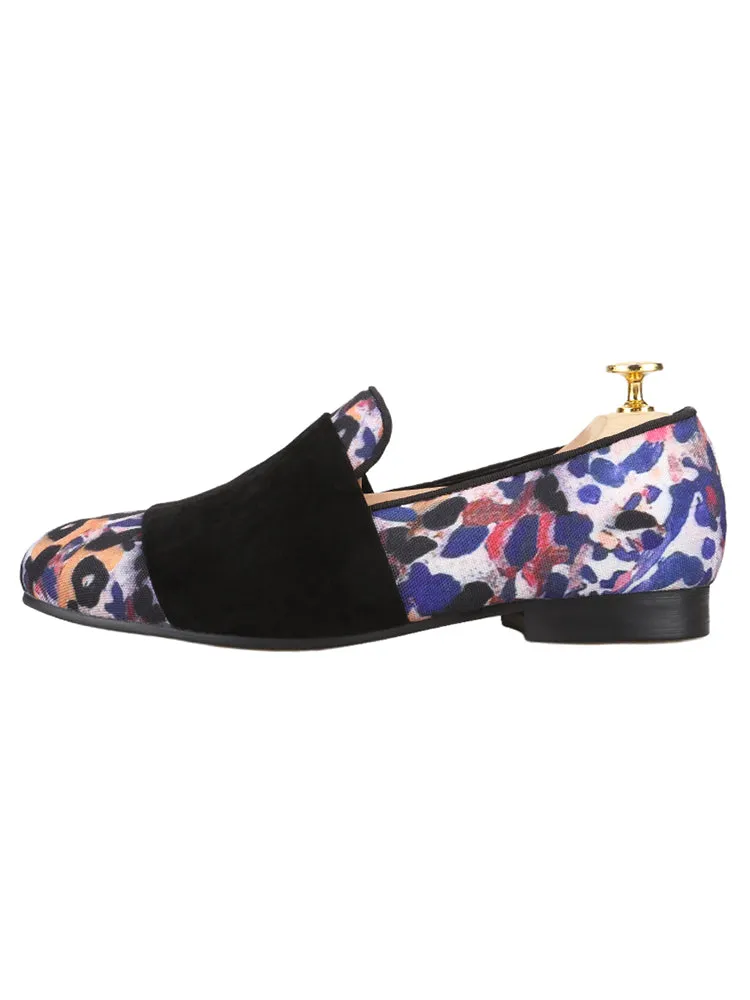 Piergitar animal spots hand-painted jacquard cloth matte leather horizontal belt European and American loafers one-pedal loafers men