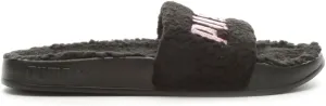 PUMA Womens Leadcat 2.0 Ylm Sherpa Slide Casual Sandals Casual Low Heel 1-2" - Black - Size 8 M