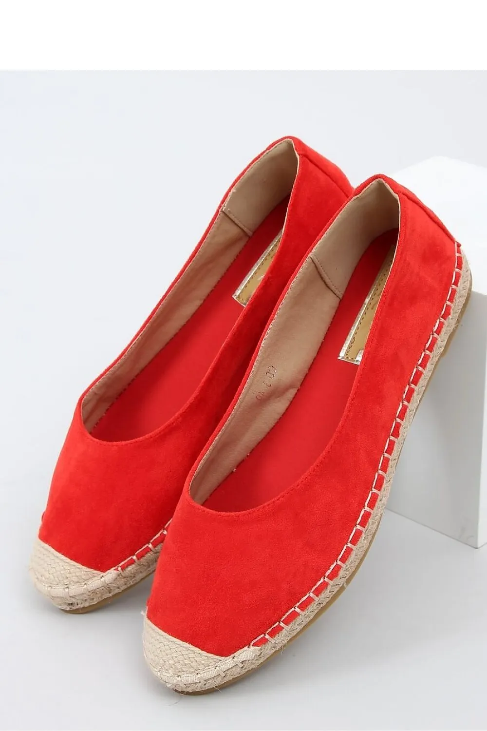 Red Nubuck Flat Espadrille with Raffia Cap Toe & Artisan Top-Stitching