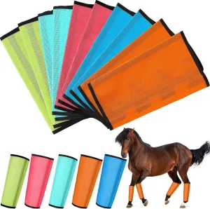 Set of 20 Mesh Fly Boots for Horse Breathable Mesh Horse Boots Protective Horse Leg Wraps Horse Leggings for Preventing Flies and Mosquitoes Bites(Blue, Orange, Pink, Green)