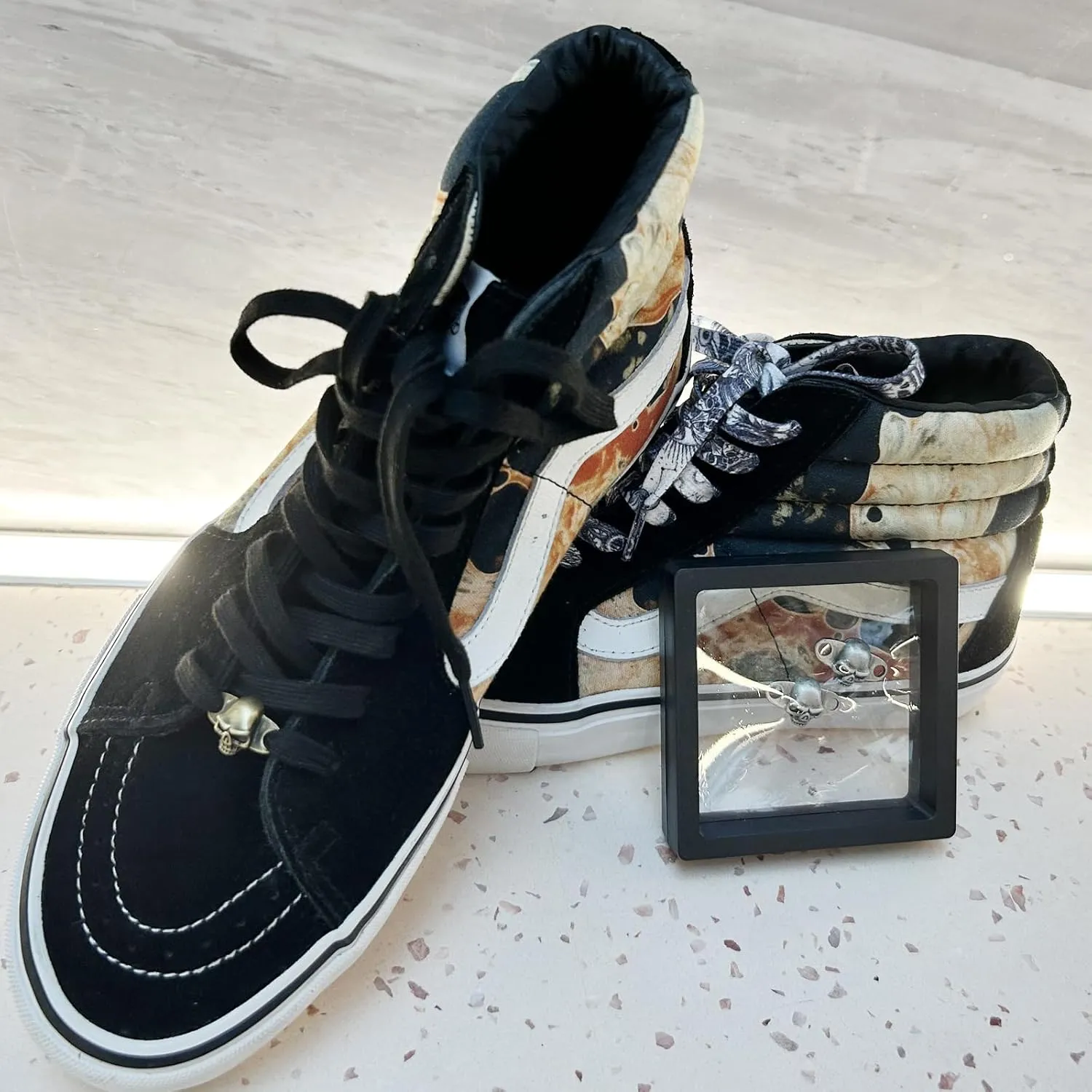 Shoe lace Charms Shoelace Buckle, Fashion Metal Skull Shoelaces Charms Decorations for Sneakers Boots Casual Shoes Accessory