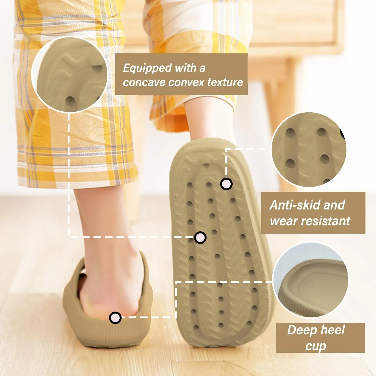 Slides Pillow Slippers for Women and Men Non Slip Quick Drying Shower Slides Bathroom Sandals | Thick Sole | Anti-Slip Cloud Slippers Lightweight Spa Open Toe Shower Sandals | Indoor & Outdoor