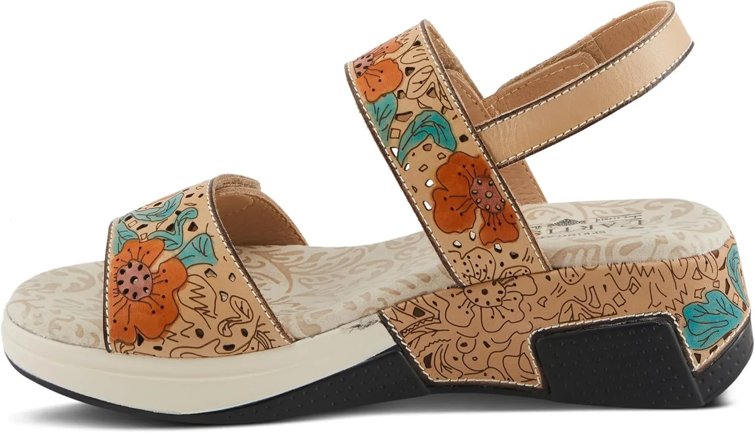 Spring Step L'Artiste Women's CAITLINA - Hand-Painted Floral Athleisure Sandals for Women
