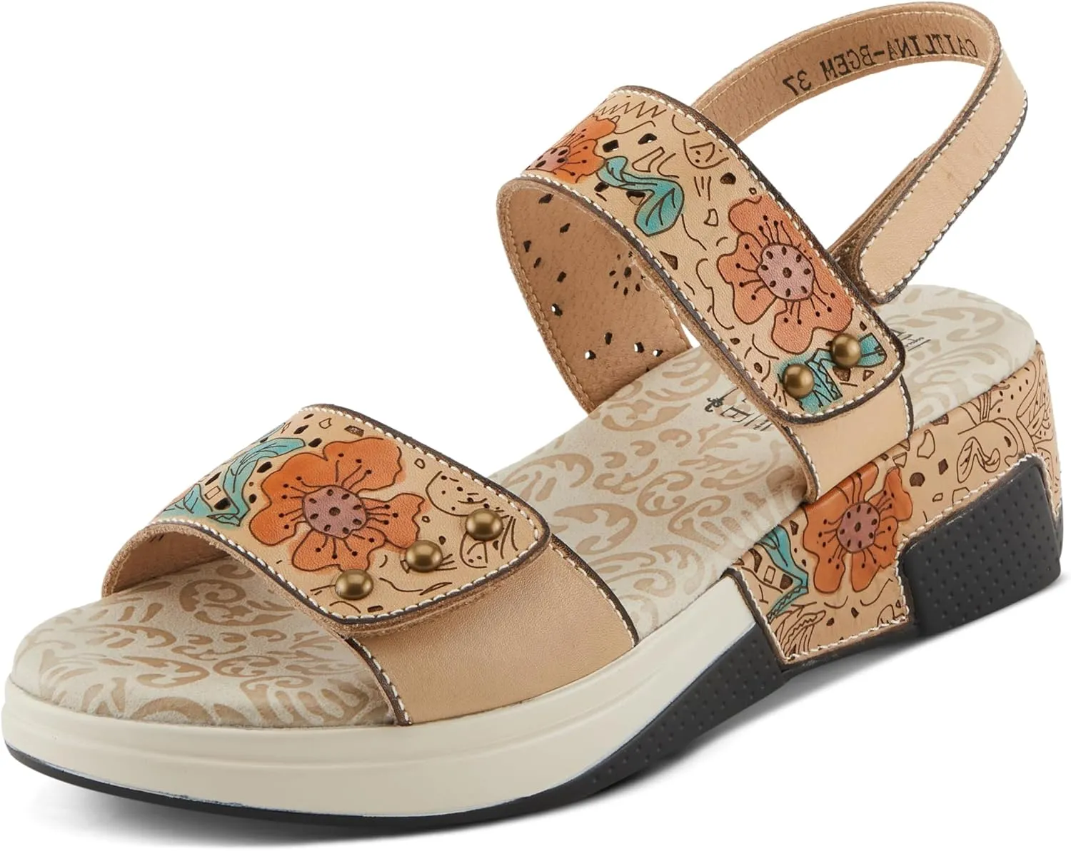 Spring Step L'Artiste Women's CAITLINA - Hand-Painted Floral Athleisure Sandals for Women