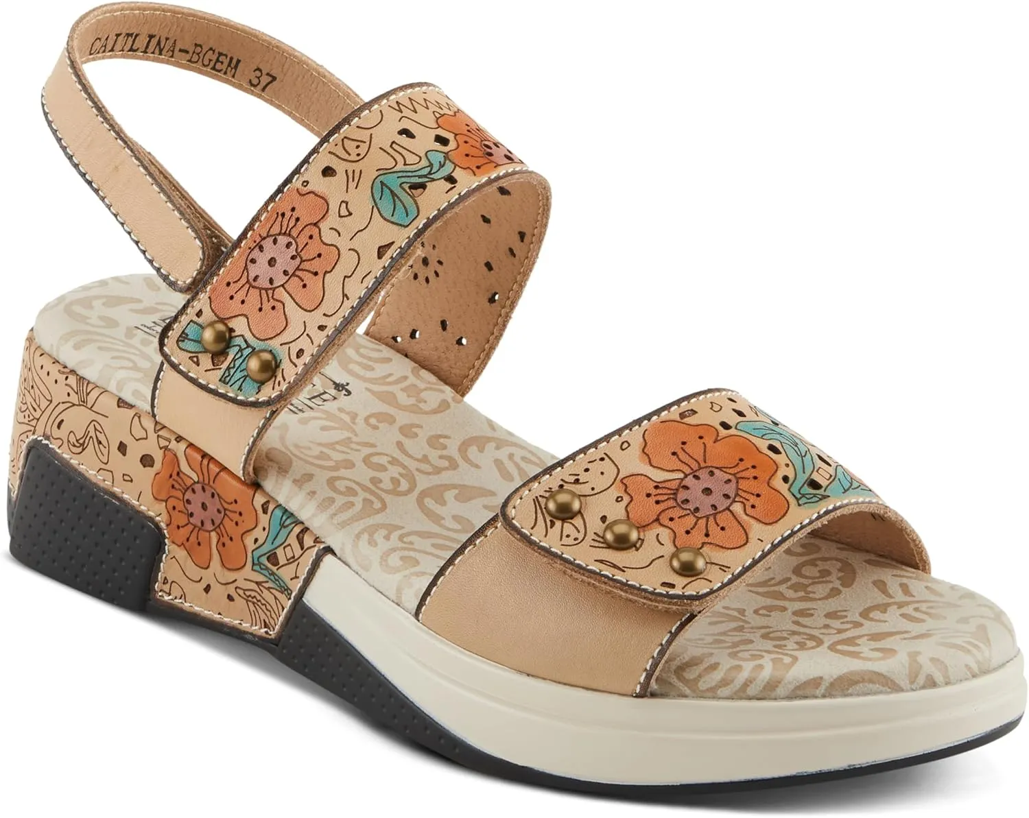 Spring Step L'Artiste Women's CAITLINA - Hand-Painted Floral Athleisure Sandals for Women