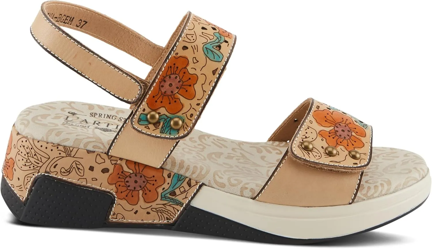 Spring Step L'Artiste Women's CAITLINA - Hand-Painted Floral Athleisure Sandals for Women