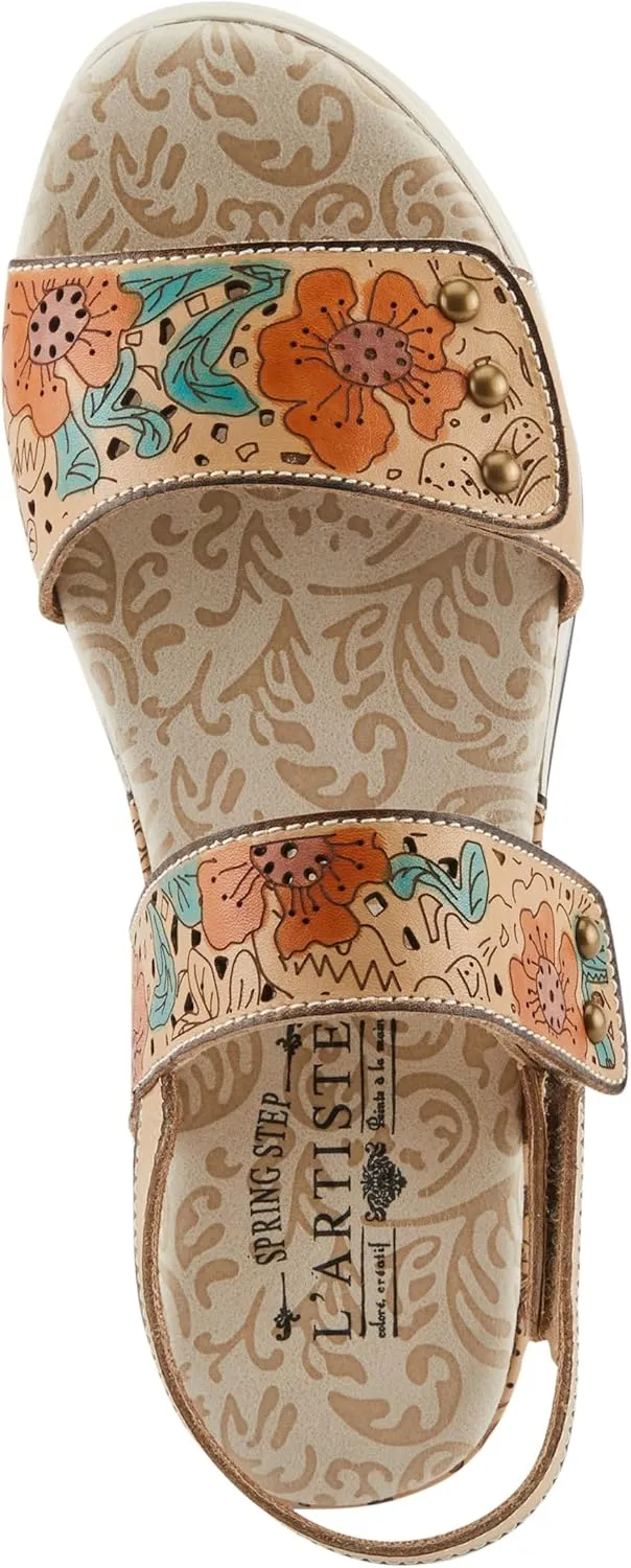 Spring Step L'Artiste Women's CAITLINA - Hand-Painted Floral Athleisure Sandals for Women