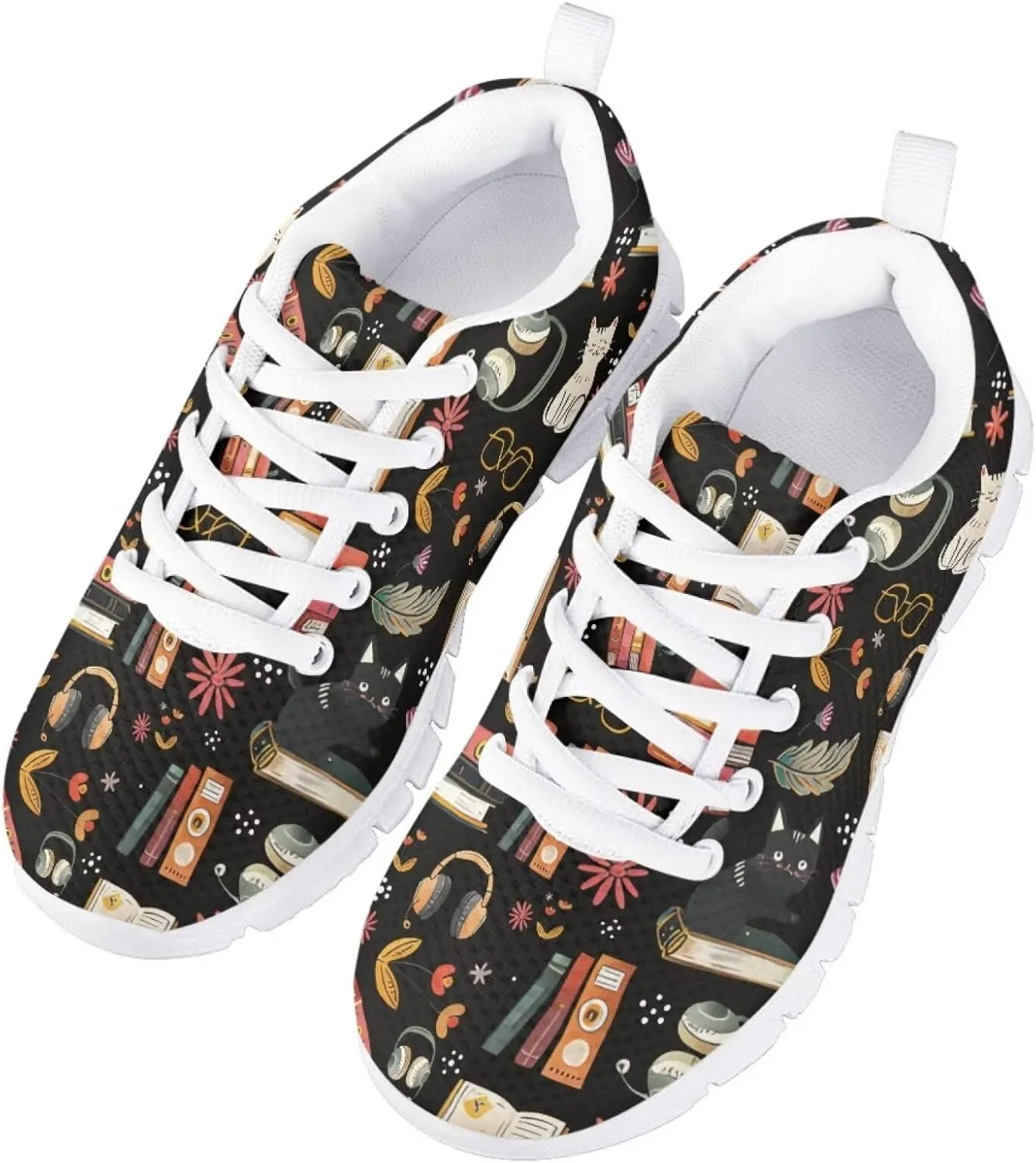 SYtrade Girl's Running Shoes Lace Up Walking Tennis Sneakers Lightweight White Sole
