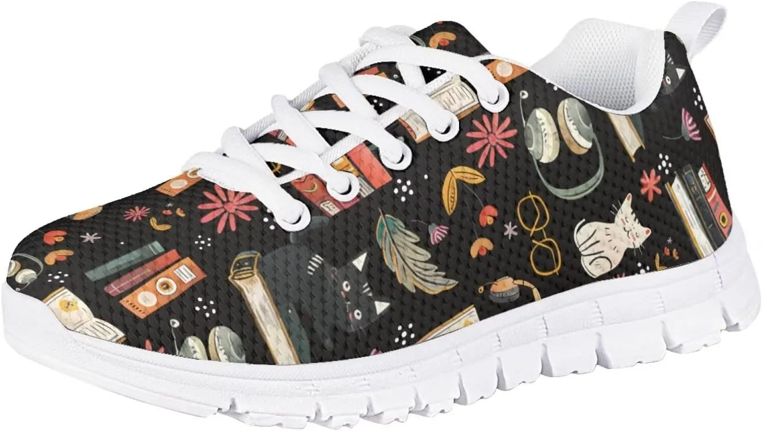 SYtrade Girl's Running Shoes Lace Up Walking Tennis Sneakers Lightweight White Sole