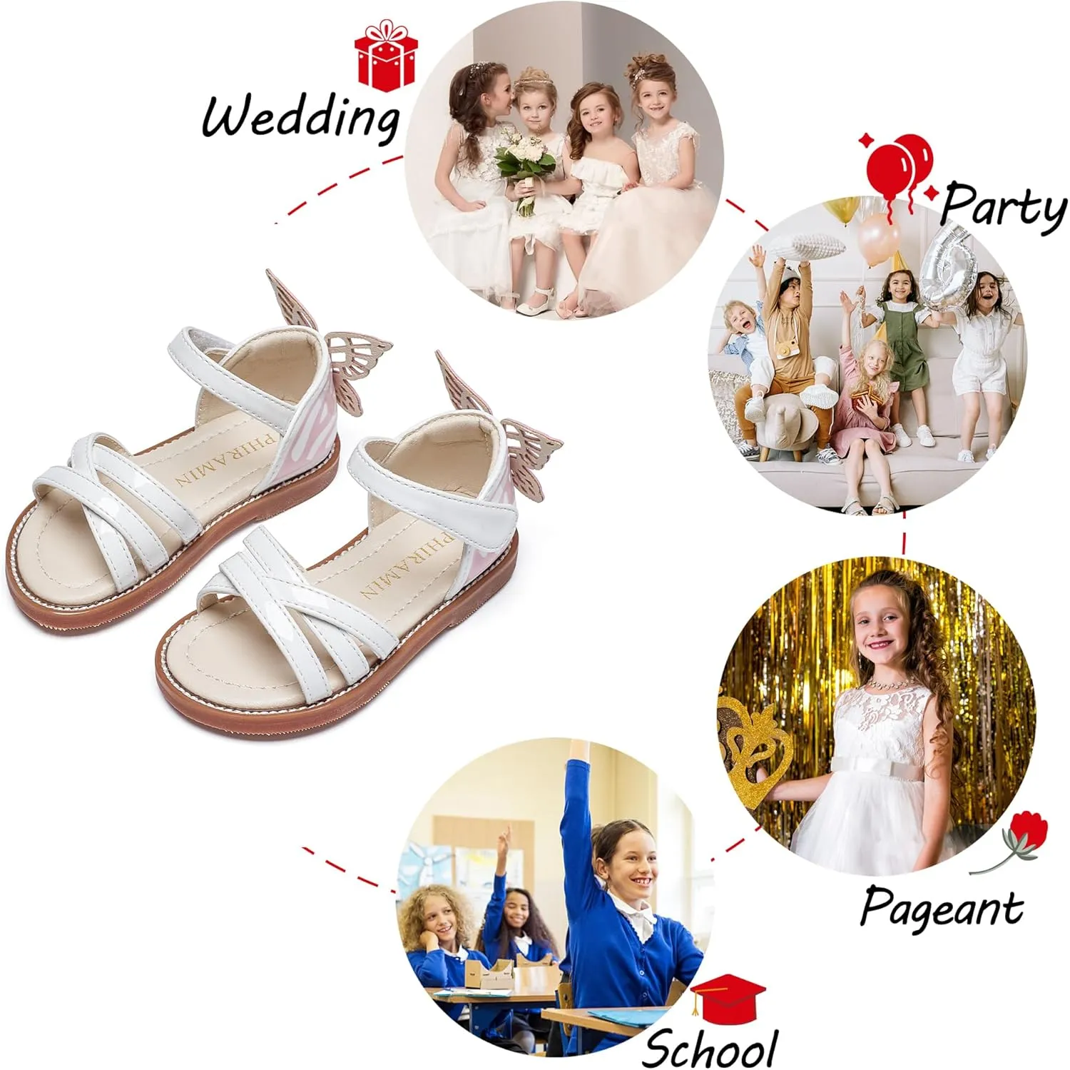 Toddler Flower Girl Sandals - Girl Summer Dress Shoes Toddler Little Kid Wedding Party