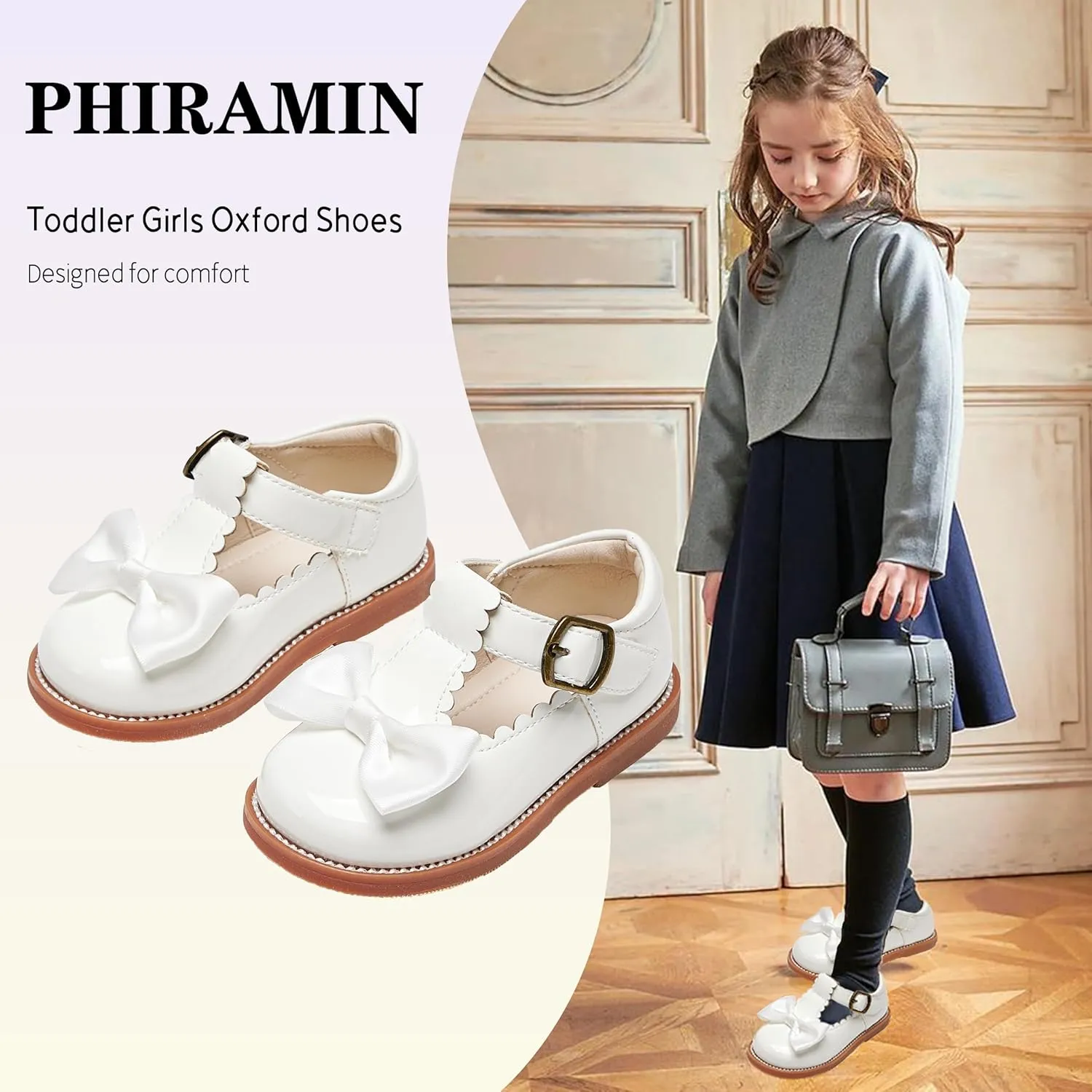 Toddler Girl Mary Jane Dress Oxford Shoes-Little Girl School Uniform Shoes for Wedding Party