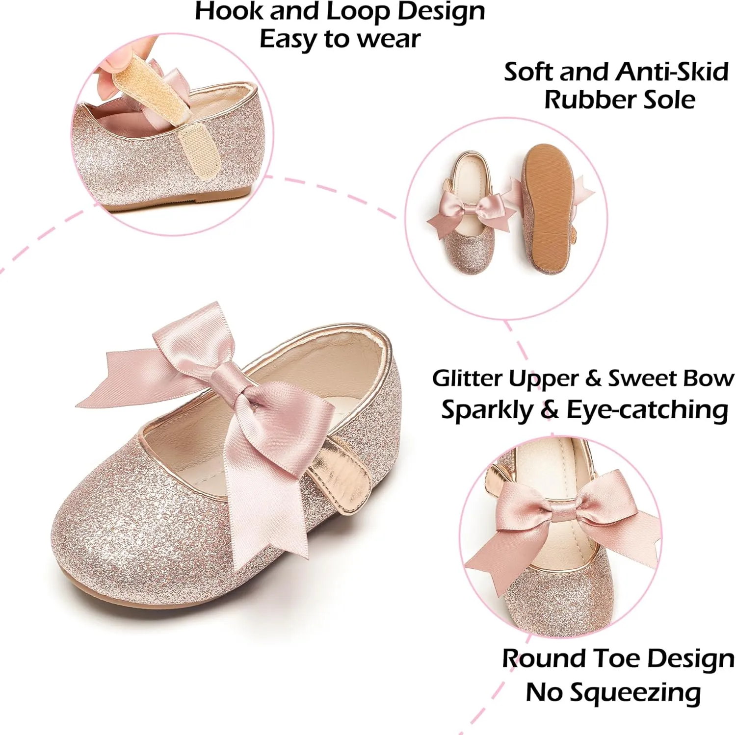 Tollder Girl Dress Shoes - Little Girl Ballet Flats for Wedding Party