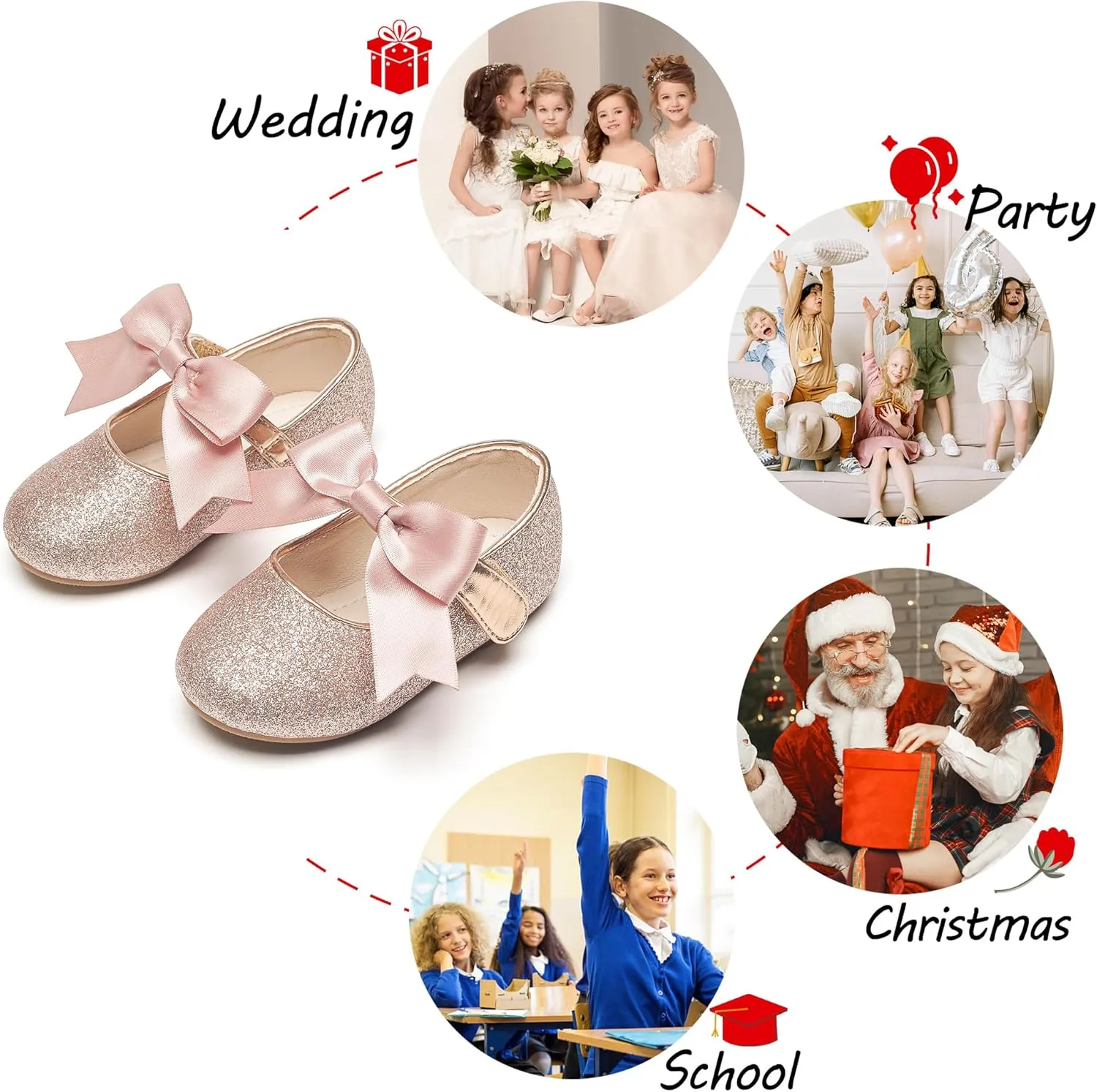 Tollder Girl Dress Shoes - Little Girl Ballet Flats for Wedding Party