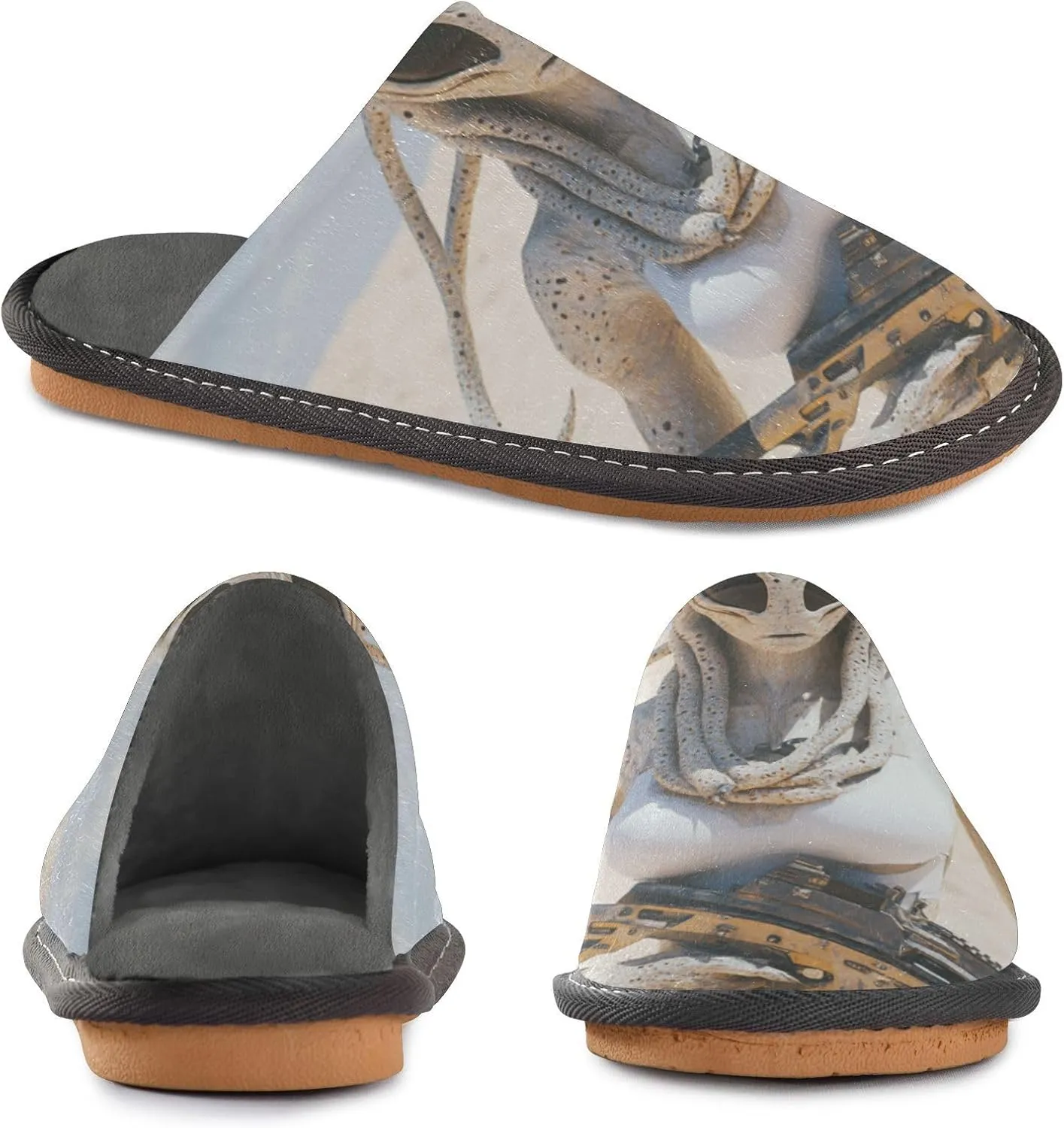 Unisex Womens Mens Zombie Skull House Slippers Comfy Warm Plush Slip-On Felt Cozy Memory Home Slippers Indoor Outdoor Fall Winter Home Shoes