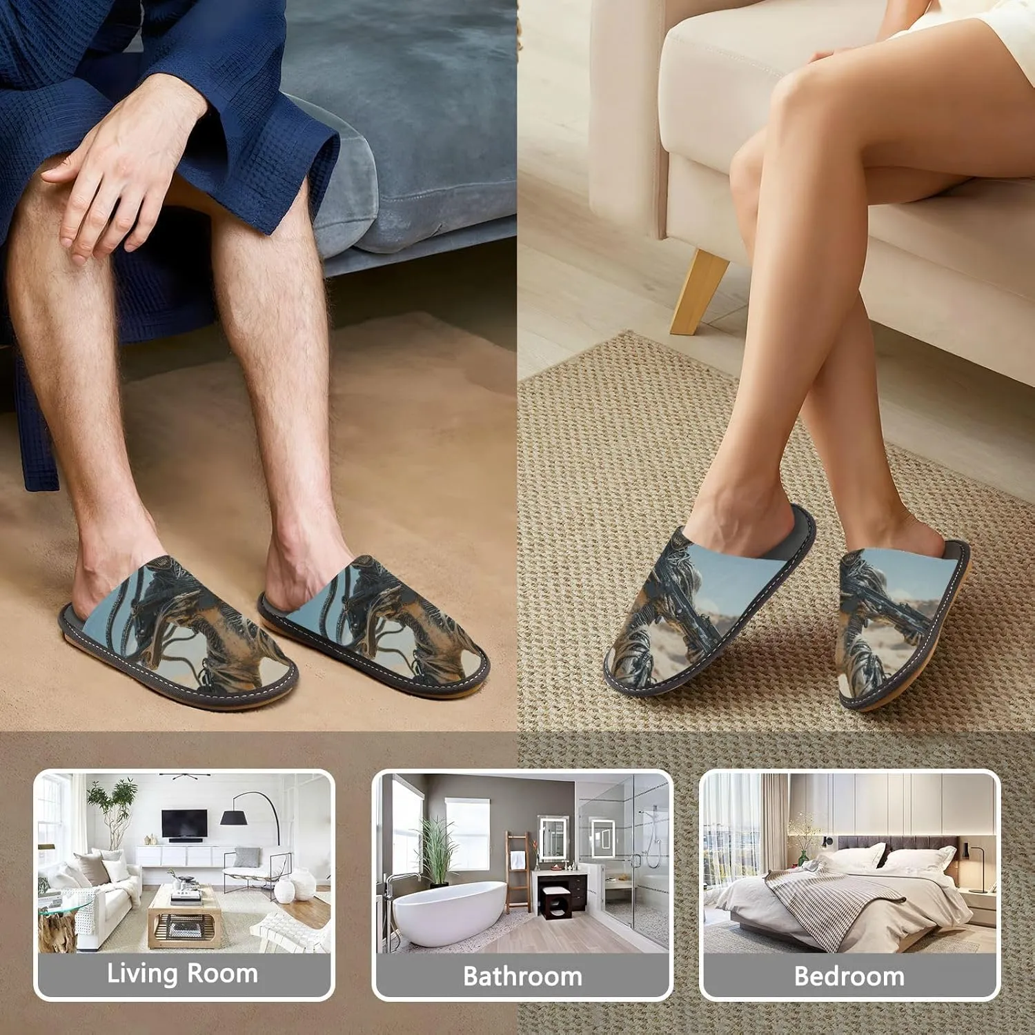 Unisex Womens Mens Zombie Skull House Slippers Comfy Warm Plush Slip-On Felt Cozy Memory Home Slippers Indoor Outdoor Fall Winter Home Shoes