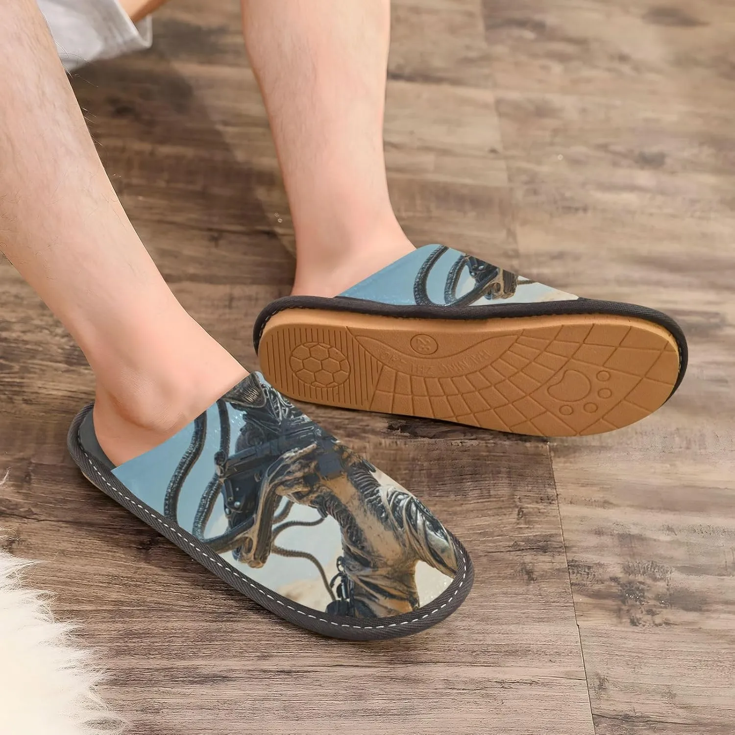 Unisex Womens Mens Zombie Skull House Slippers Comfy Warm Plush Slip-On Felt Cozy Memory Home Slippers Indoor Outdoor Fall Winter Home Shoes