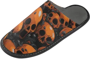 Unisex Womens Mens Zombie Skull House Slippers Comfy Warm Plush Slip-On Felt Cozy Memory Home Slippers Indoor Outdoor Fall Winter Home Shoes