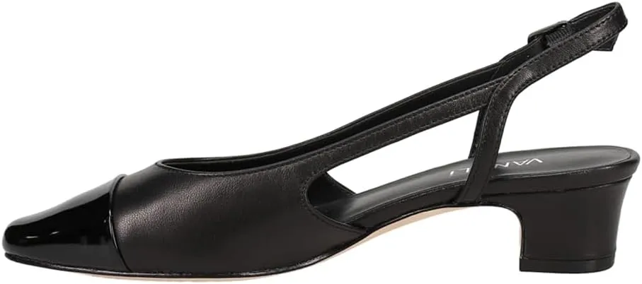 VANELi Womens Aliz Round Toe Slingback Pumps Dress Casual Low Heel 1-2" - Black