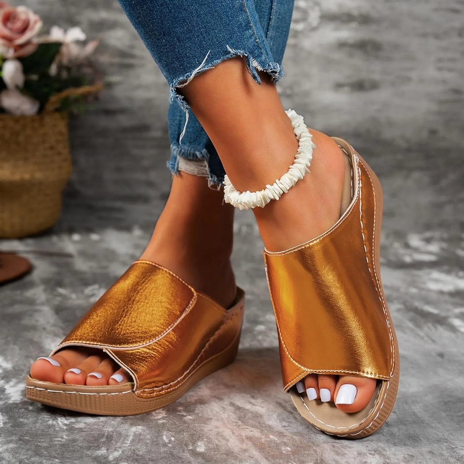 Women Walking Sandals Arch Support Orthotic Comfortable Non-Slip Casual Open Toe Sport Sandals Lightweight Athletic Yoga Mat Slippers for Walking Vacation