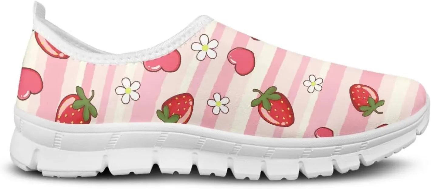Women's Casual Slip On Flats Fantasitic Print Fashion Sneakers Lightweight Non Slip Travel Ladies Shoes White Sole
