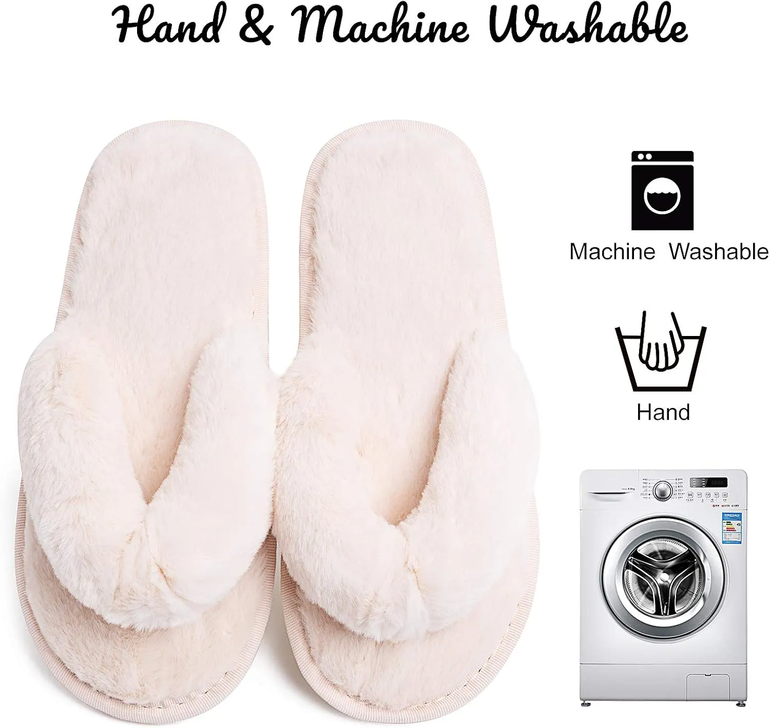 Women's Fuzzy Memory Foam Flip Flop Slippers Soft Comfy Open Toe Slip On Spa Thong Flat Sandals Ladies House Home Furry Sandal Slides Indoor Outdoor