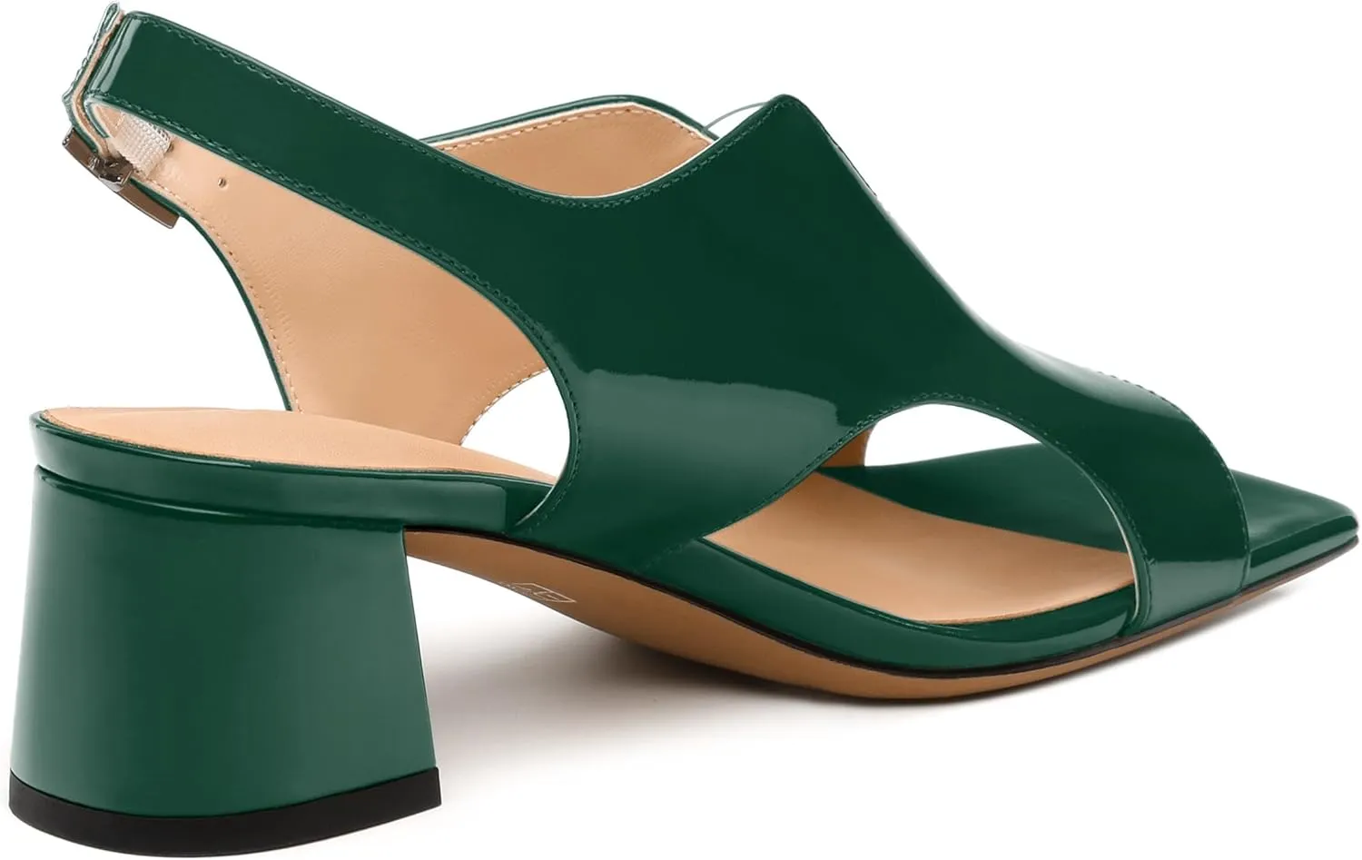 Womens Heeled Sandals, Square Peep Toe Mid Block Heel Slingback Sandals for Women, Leather Insole Chunky Heel Sandals with Buckle 2"