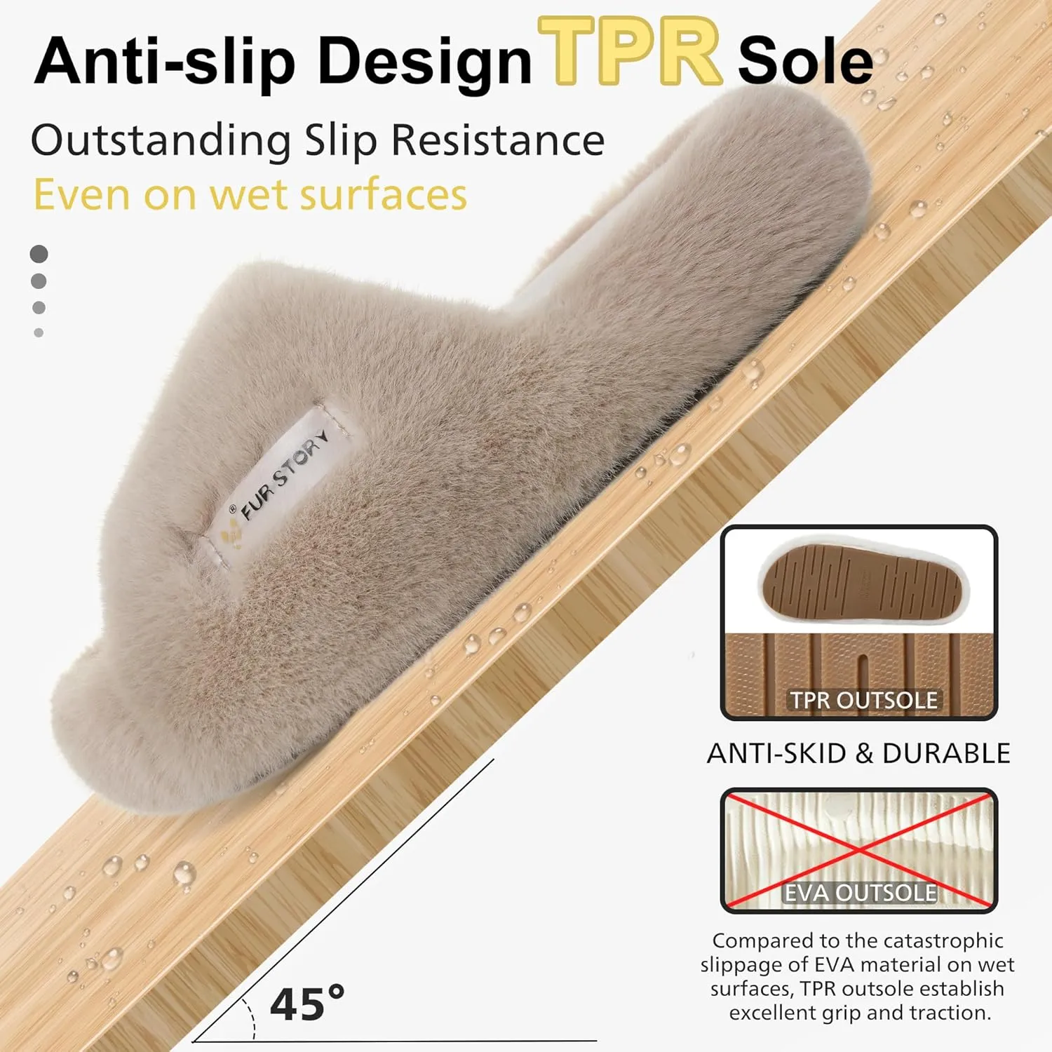Women's House Slippers Fuzzy Platform Slides Faux Fur Fluffy Sandals Winter Memory Foam Cloud Footwear Latex Insoles
