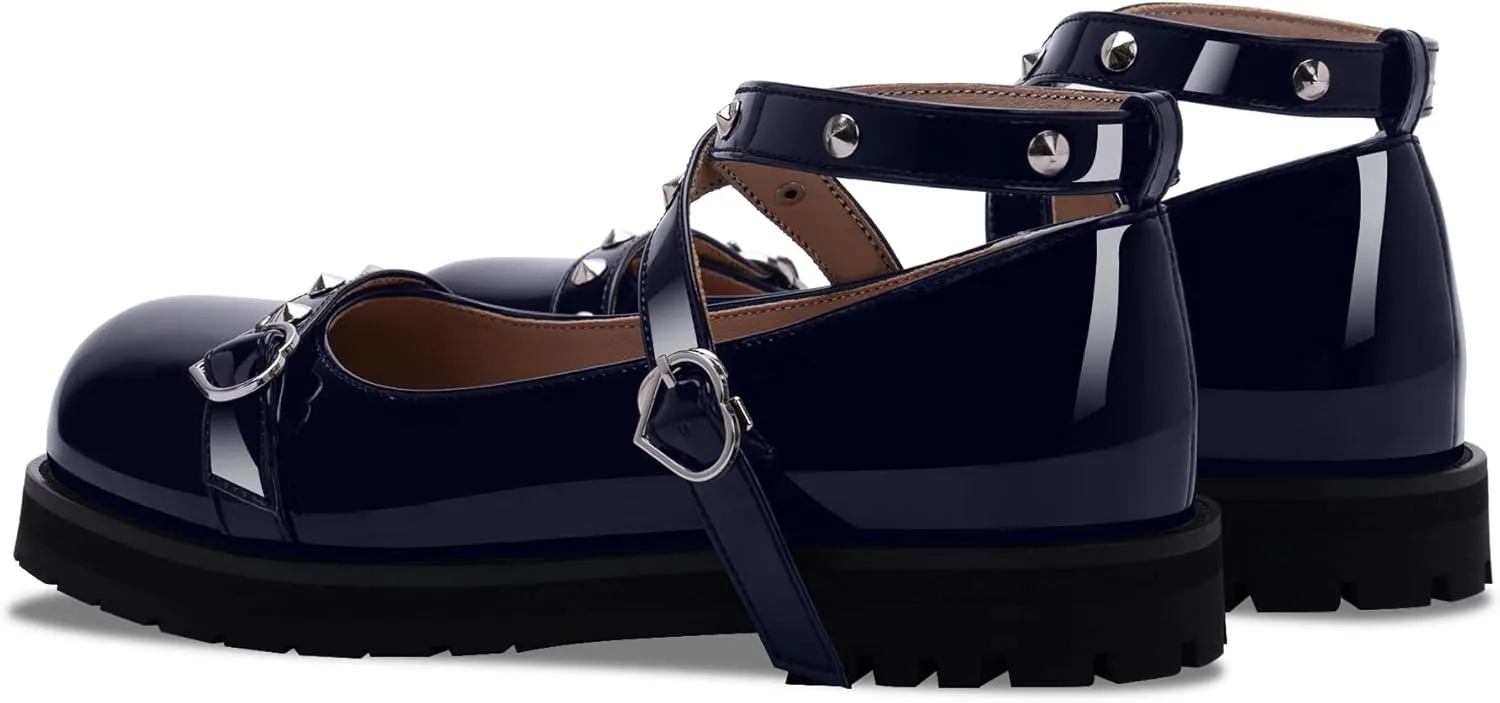 Women's Mary Janes Flats Platform Heels Ankle Strap Strappy Goth Shoes