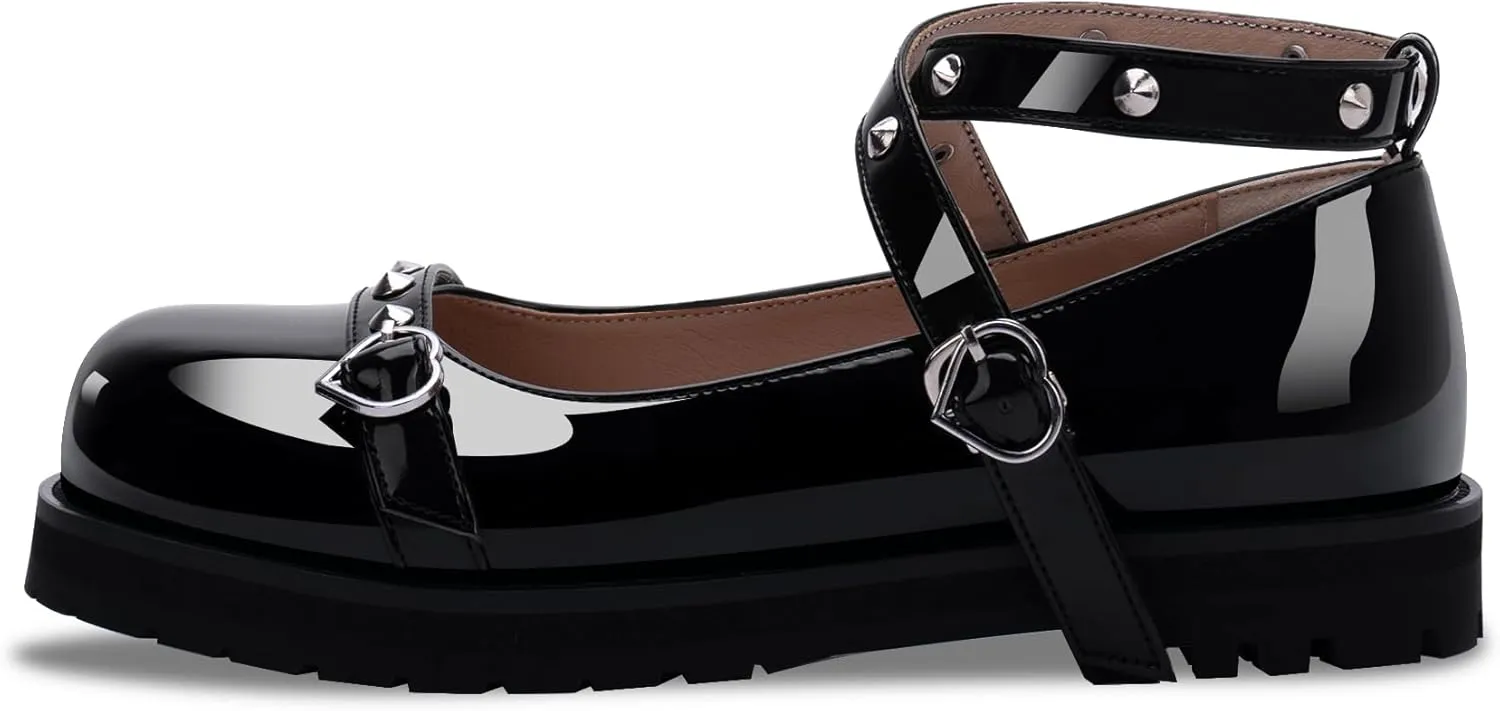 Women's Mary Janes Flats Platform Heels Ankle Strap Strappy Goth Shoes